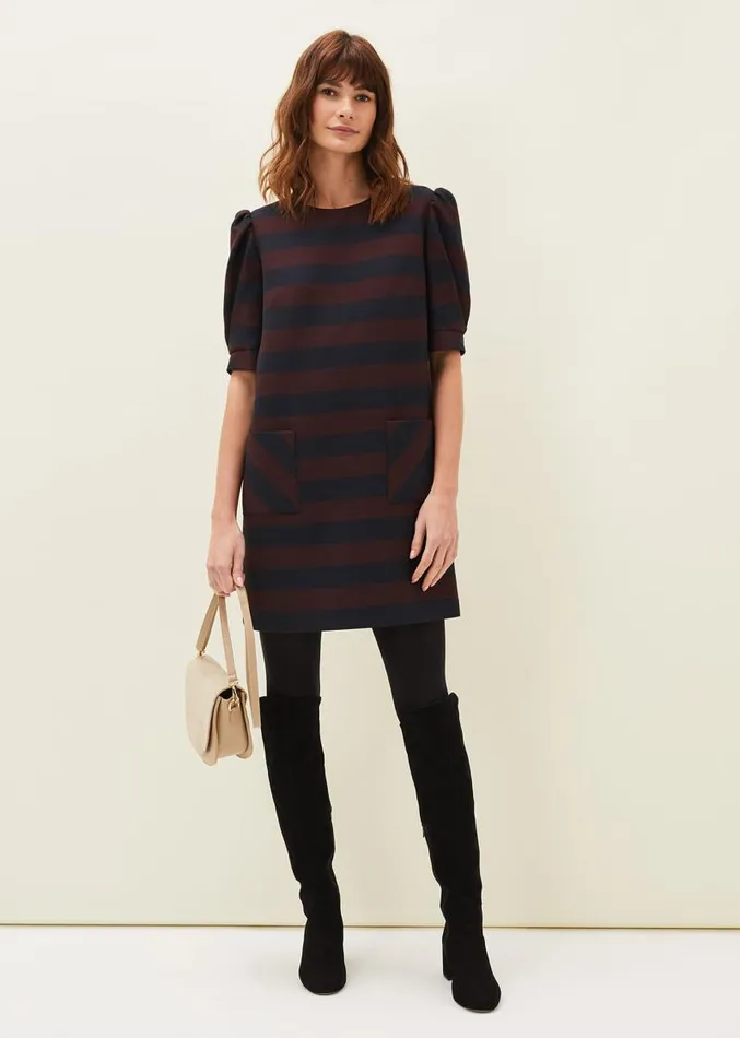 Maple Stripe Dress Navychestnut Women Phase Eight Dresses