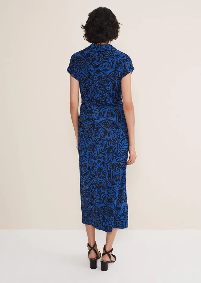 Mara Abstract Print Wrap Dress Blueblack Women Phase Eight Dresses