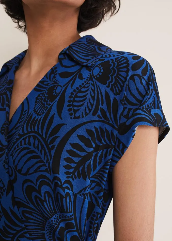 Mara Abstract Print Wrap Dress Blueblack Women Phase Eight Dresses