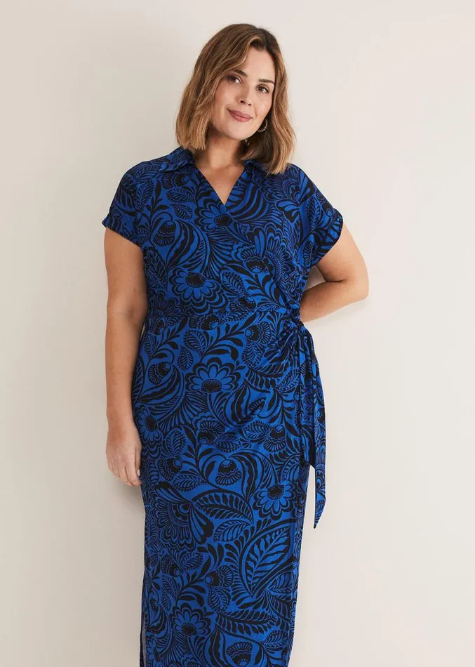 Mara Abstract Print Wrap Dress Blueblack Women Phase Eight Dresses