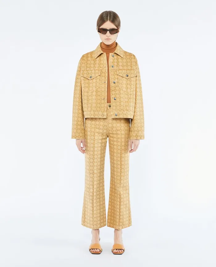 Maren Sale Laser Faded Monogram Camel Jacket Denim Women Nanushka Jackets and Blazers