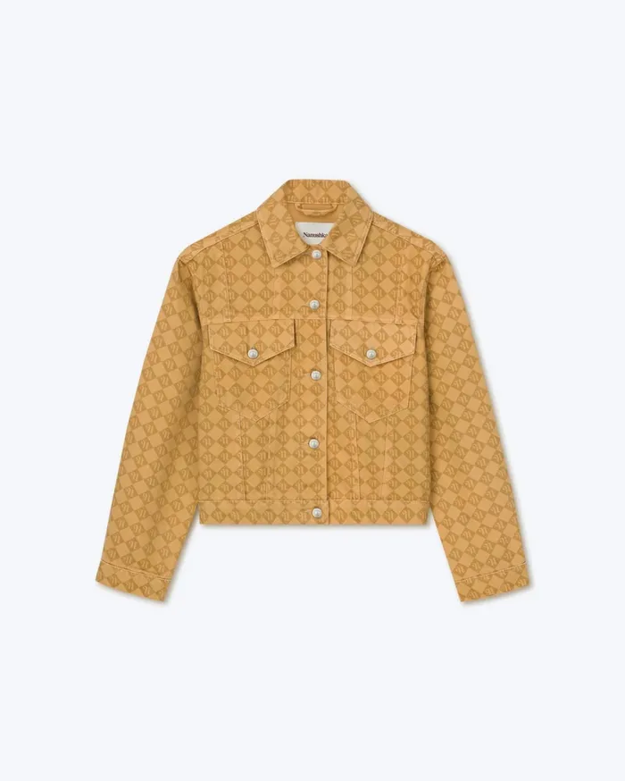 Maren Sale Laser Faded Monogram Camel Jacket Denim Women Nanushka Jackets and Blazers
