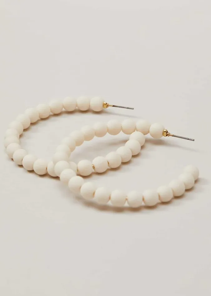 Matte Bead Hoop Earrings Ivory Women Phase Eight Jewellery