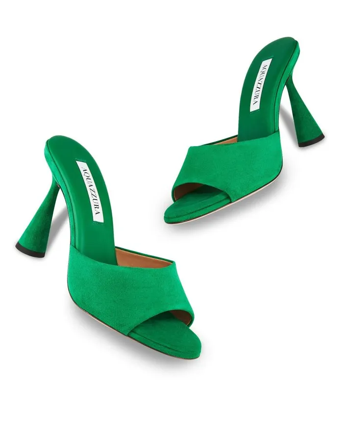 Max Mule 95 Green Women Aquazzura Slides and Mules Max Mule 95 Green Women Aquazzura Slides and Mules