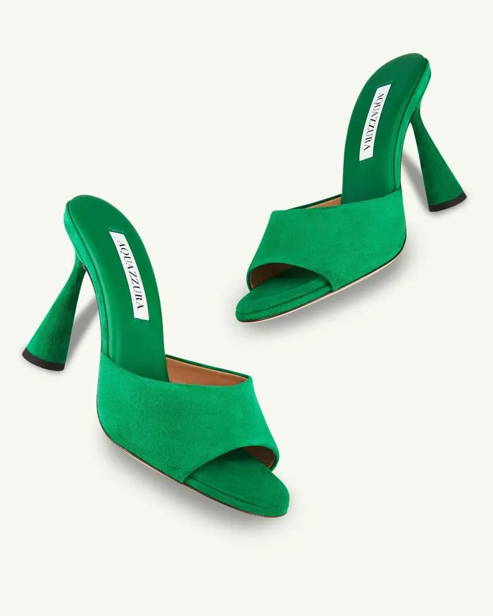 Max Mule 95 Green Women Aquazzura Slides and Mules Max Mule 95 Green Women Aquazzura Slides and Mules