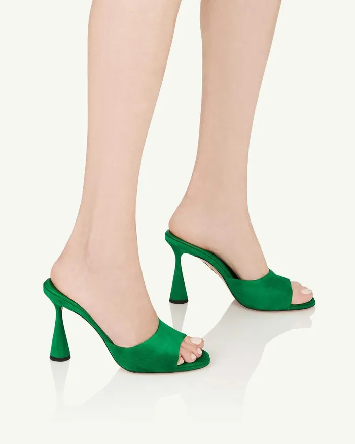Max Mule 95 Green Women Aquazzura Slides and Mules Max Mule 95 Green Women Aquazzura Slides and Mules