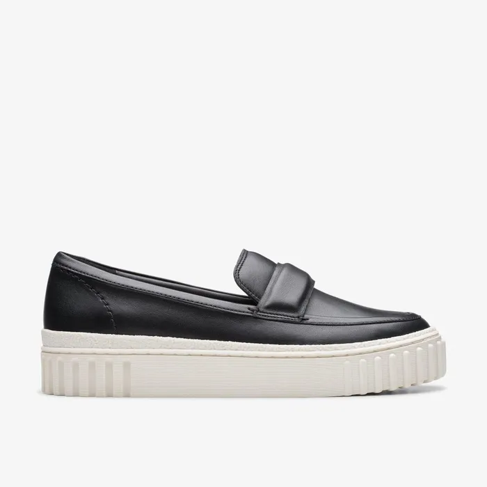 Mayhill Cove Black Leather Women Clarks SlipOns