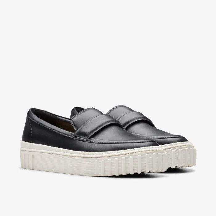 Mayhill Cove Black Leather Women Clarks SlipOns