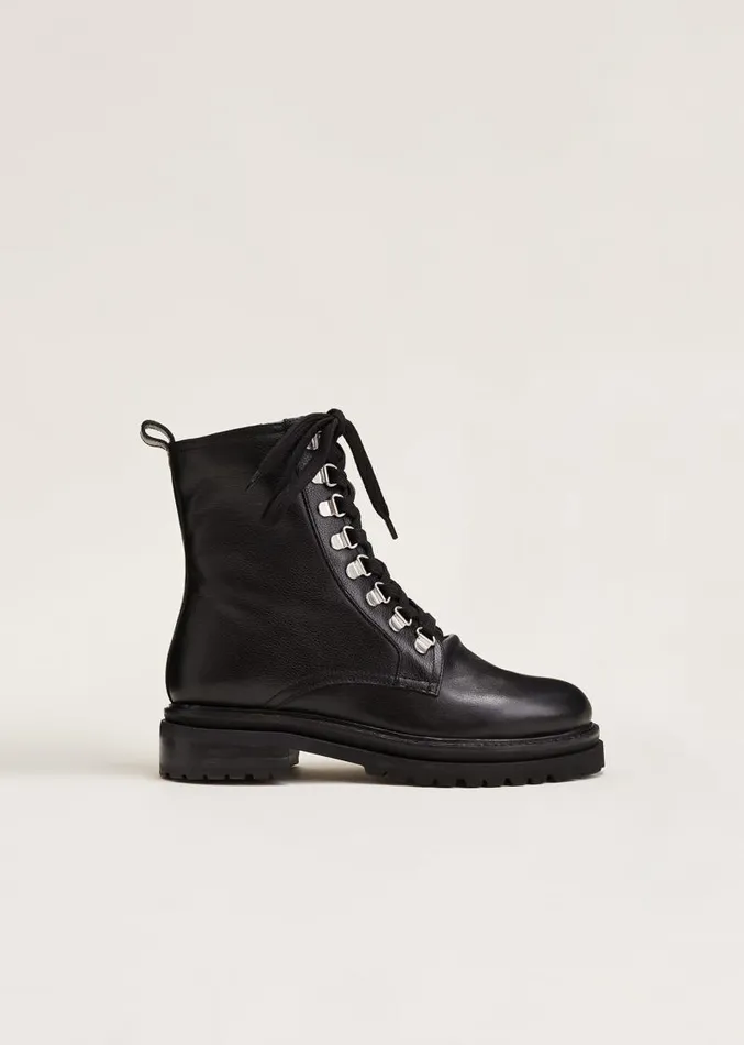 Meladie Black Leather Lace Up Ankle Boots Black Women Phase Eight Boots