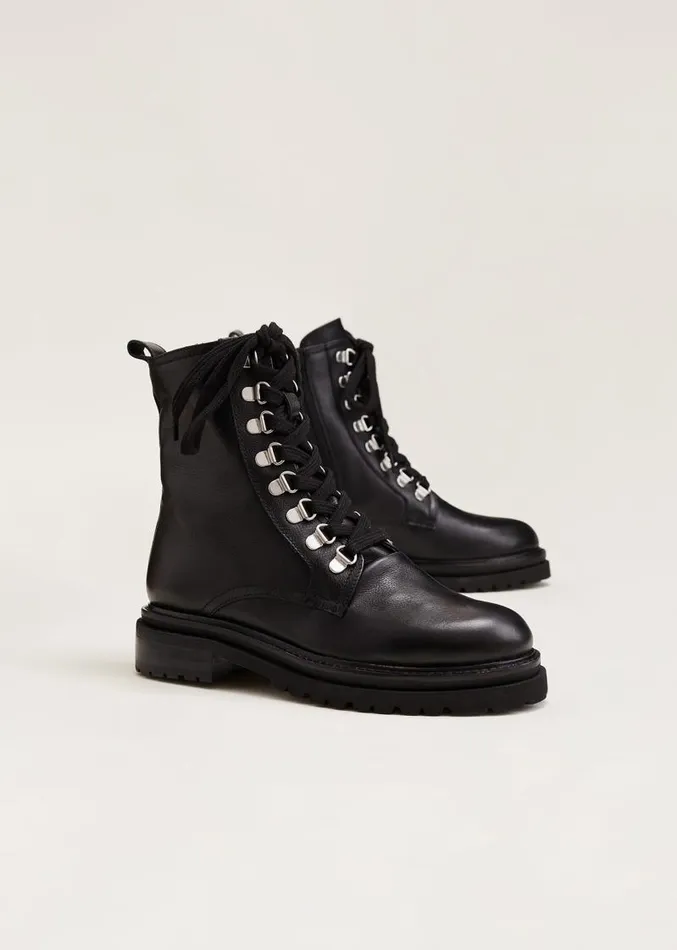 Meladie Black Leather Lace Up Ankle Boots Black Women Phase Eight Boots