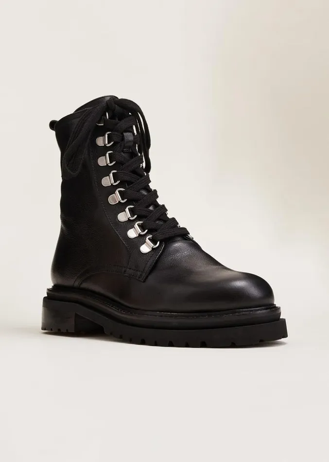 Meladie Black Leather Lace Up Ankle Boots Black Women Phase Eight Boots