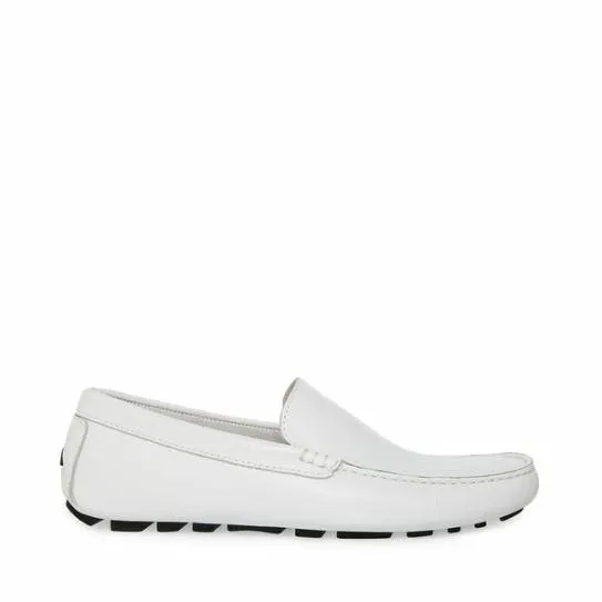 Men039s BERGAMO WHITE LEATHER White Leather Steve Madden Loafers