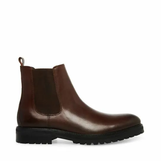 Men039s DUREN BROWN LEATHER Brown Leather Steve Madden Boots
