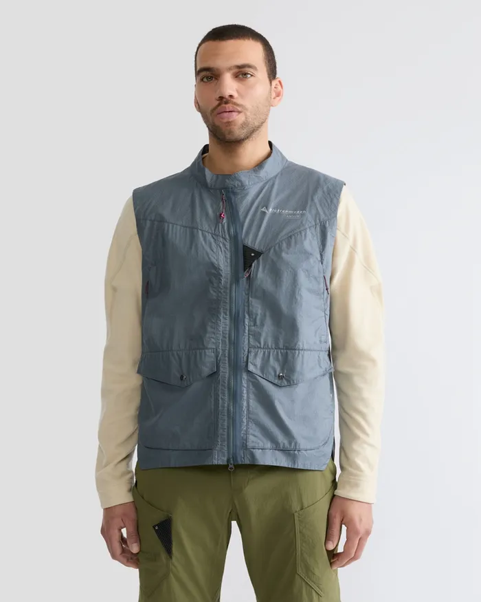 Men Ansur Windproof Vest Stone Blue Klttermusen Wind Resistant Jackets