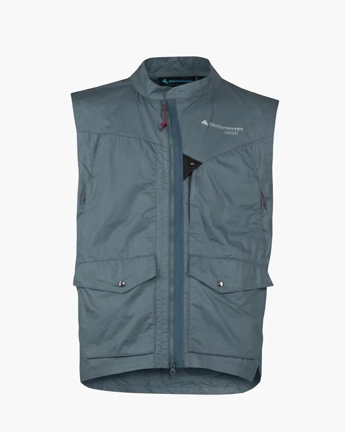 Men Ansur Windproof Vest Stone Blue Klttermusen Wind Resistant Jackets