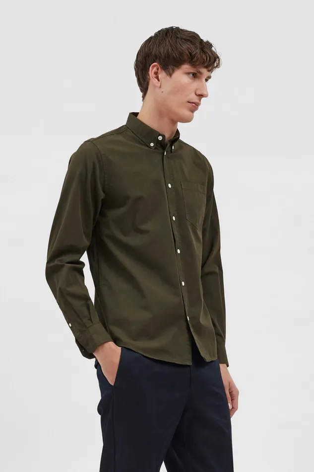 Men Anton Light Twill Shirt Beech Green Norse Projects Shirting