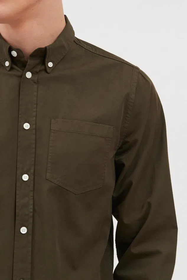 Men Anton Light Twill Shirt Beech Green Norse Projects Shirting