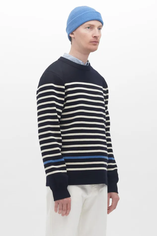 Men Arne Logo Sweat Dark Navy Norse Projects Sweatshirts