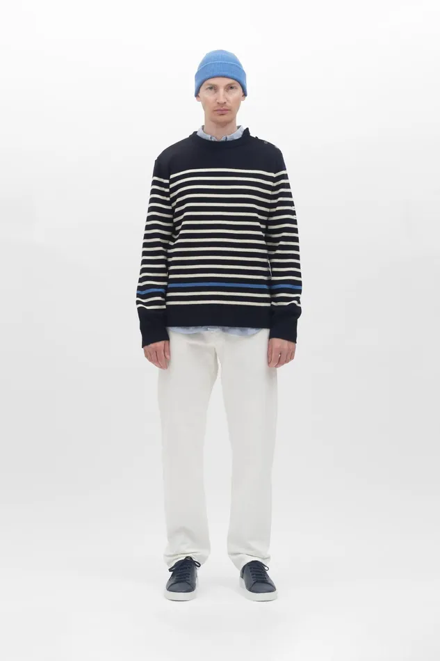 Men Arne Logo Sweat Dark Navy Norse Projects Sweatshirts