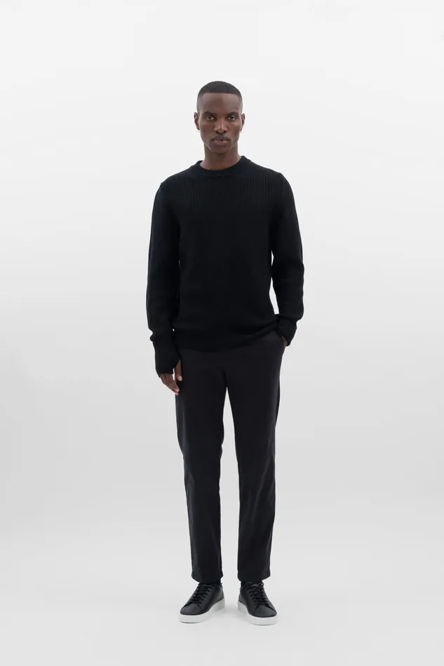 Men Aros Regular Italian Brushed Twill Chino Black Norse Projects Trousers