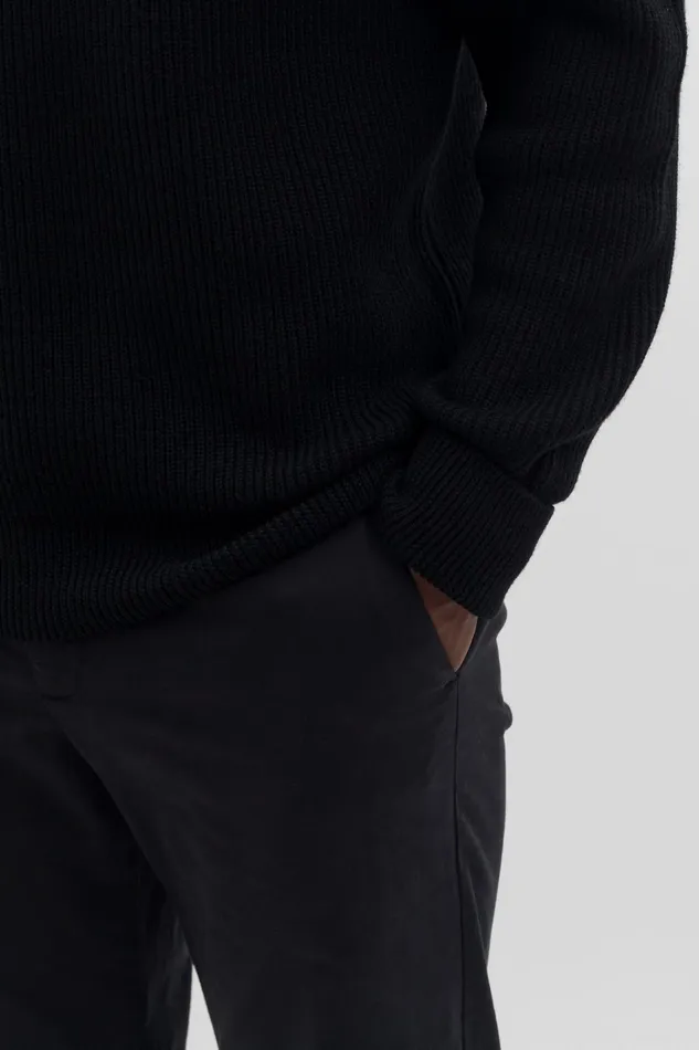 Men Aros Regular Italian Brushed Twill Chino Black Norse Projects Trousers