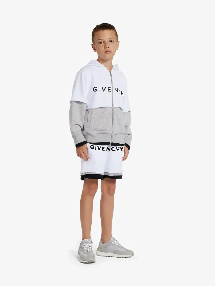 Men Baby 1 Month To 3 Years Givenchy GIVENCHY Sewn and Layer Hoodie In Fleece Greywhite
