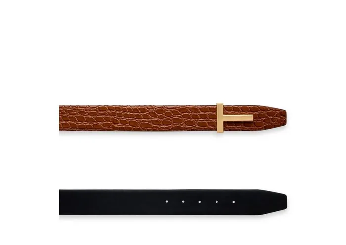 Men Belts Tom Ford Crocodile T Icon Belt Men Belts Tom Ford Crocodile T Icon Belt