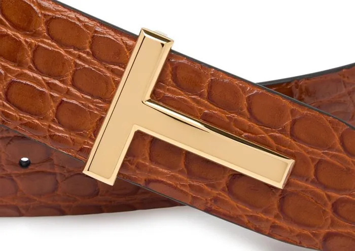 Men Belts Tom Ford Crocodile T Icon Belt Men Belts Tom Ford Crocodile T Icon Belt