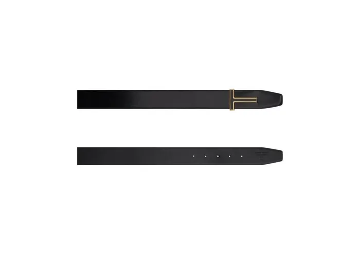 Men Belts Tom Ford Smooth Leather Enamel Insert T Belt Black Men Belts Tom Ford Smooth Leather Enamel Insert T Belt Black