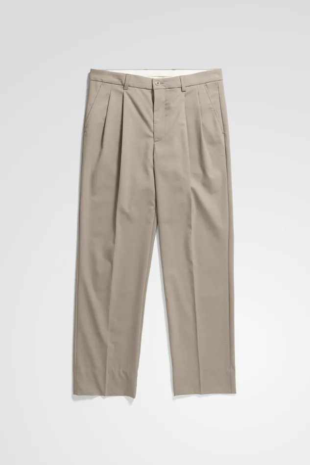 Men Benn Relaxed Light Wool Pleated Trouser Light Khaki Norse Projects Trousers