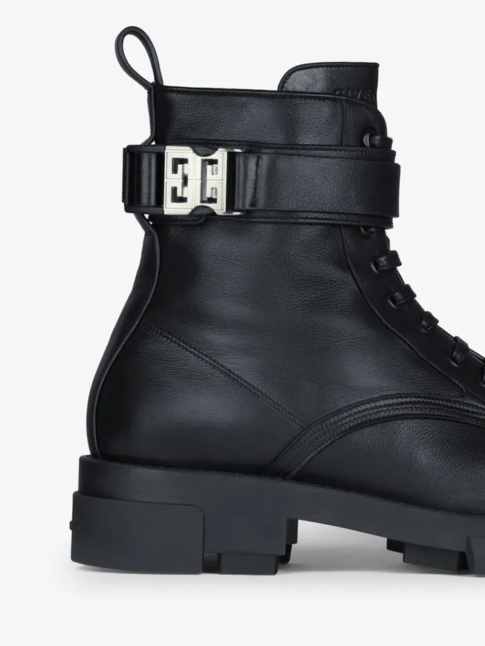 Men Boots and Loafers Givenchy Terra Boots In Leather With 4G Buckle Black