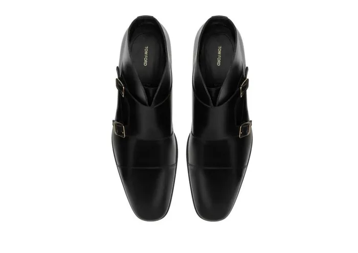 Men Boots Tom Ford Burnished Leather Elkan Monk Strap Boot Black Men Boots Tom Ford Burnished Leather Elkan Monk Strap Boot Black