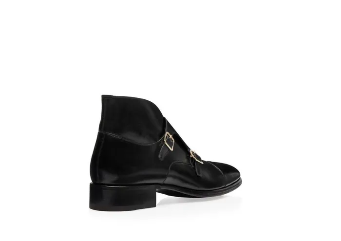 Men Boots Tom Ford Burnished Leather Elkan Monk Strap Boot Black Men Boots Tom Ford Burnished Leather Elkan Monk Strap Boot Black