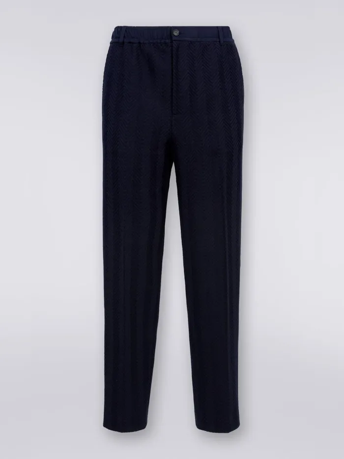 Men Classic Cotton And Viscose Zigzag Trousers Multicoloured Missoni Trousers