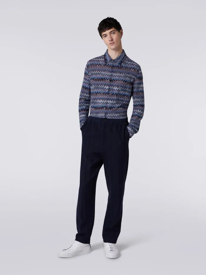 Men Classic Cotton And Viscose Zigzag Trousers Multicoloured Missoni Trousers Men Classic Cotton And Viscose Zigzag Trousers Multicoloured Missoni Trousers