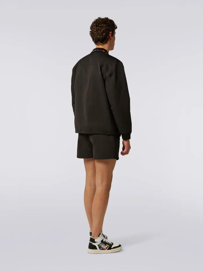 Men CottonBlend Shorts With Embroidered Logo And Knitted Details Black and Multicoloured Missoni Sport