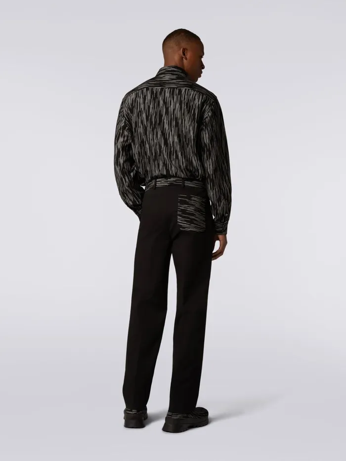 Men Cotton Trousers With Slub Inserts Black and White Missoni Trousers Men Cotton Trousers With Slub Inserts Black and White Missoni Trousers