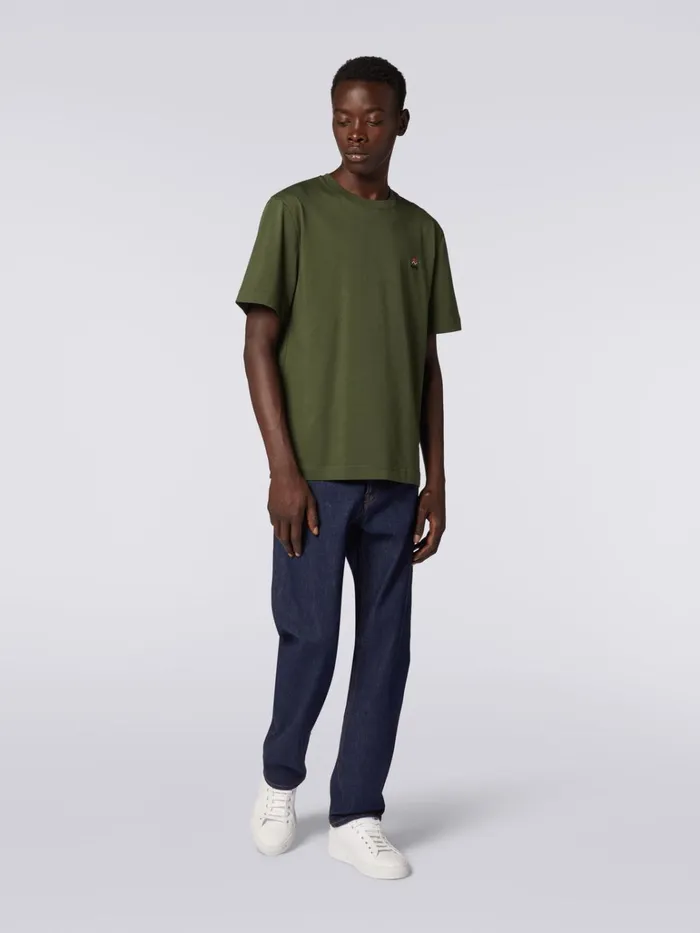 Men CrewNeck Cotton TShirt With Embroidery And Logo Green Missoni Polos and Tshirts Men CrewNeck Cotton TShirt With Embroidery And Logo Green Missoni Polos and Tshirts