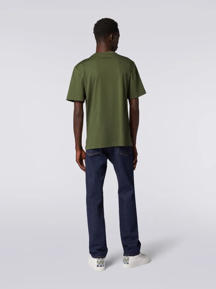 Men CrewNeck Cotton TShirt With Embroidery And Logo Green Missoni Polos and Tshirts Men CrewNeck Cotton TShirt With Embroidery And Logo Green Missoni Polos and Tshirts