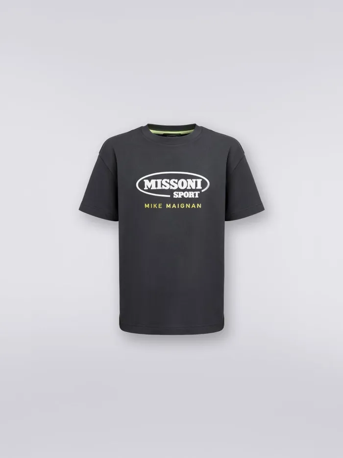 Men CrewNeck Cotton TShirt With Logo In Collaboration With Mike Maignan Grey Missoni Polos and Tshirts Men CrewNeck Cotton TShirt With Logo In Collaboration With Mike Maignan Grey Missoni Polos and Tshirts