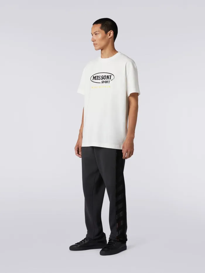 Men CrewNeck Cotton TShirt With Logo In Collaboration With Mike Maignan White Missoni Polos and Tshirts