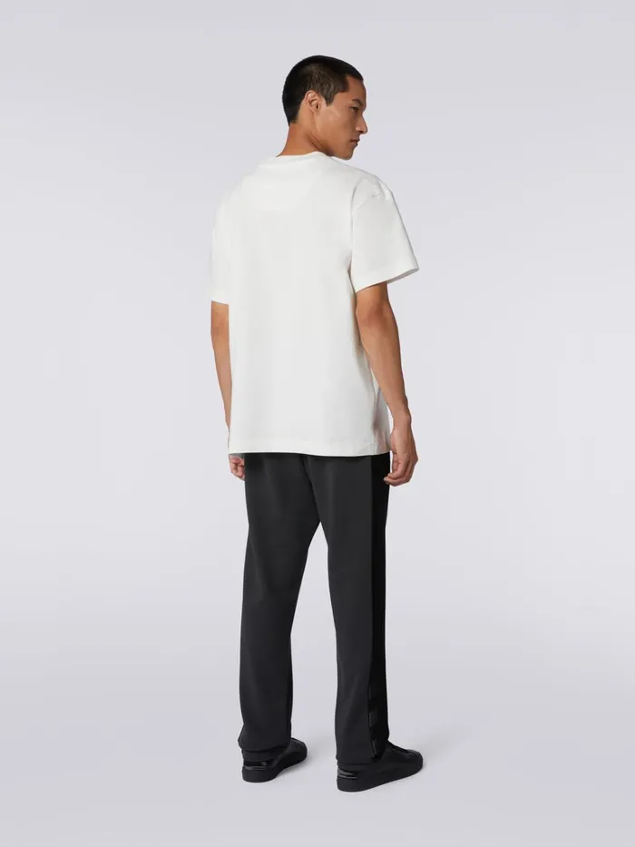 Men CrewNeck Cotton TShirt With Logo In Collaboration With Mike Maignan White Missoni Polos and Tshirts
