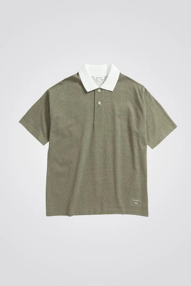 Men Espen Loose Printed SS Polo Sediment Green Norse Projects TShirts