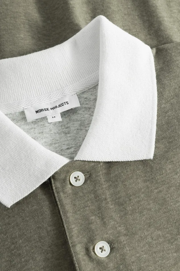 Men Espen Loose Printed SS Polo Sediment Green Norse Projects TShirts