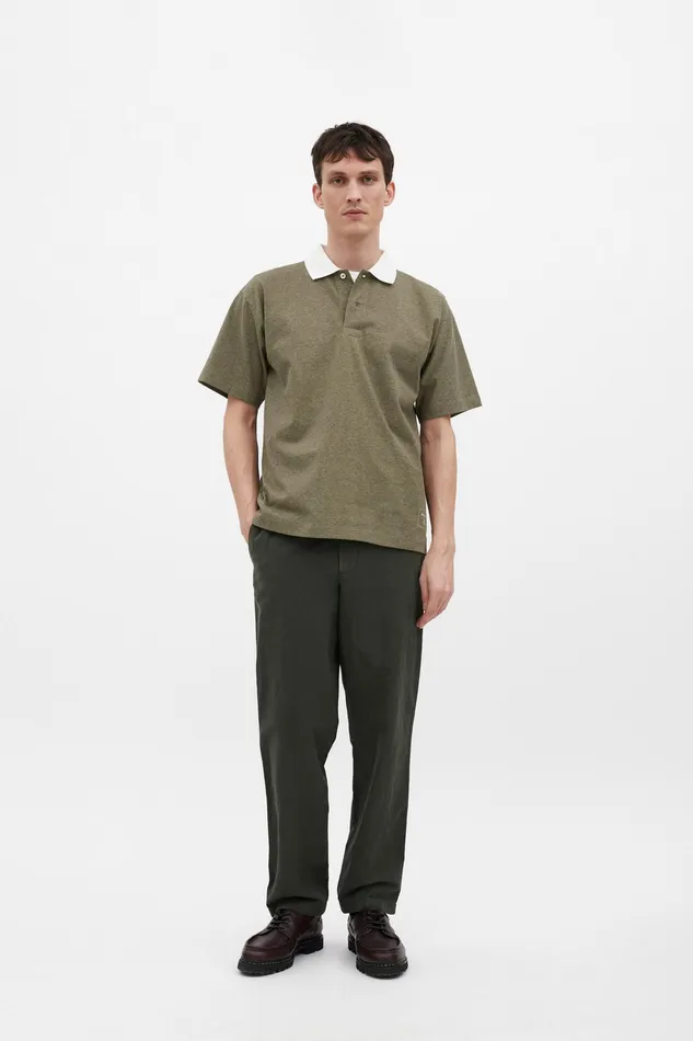Men Espen Loose Printed SS Polo Sediment Green Norse Projects TShirts
