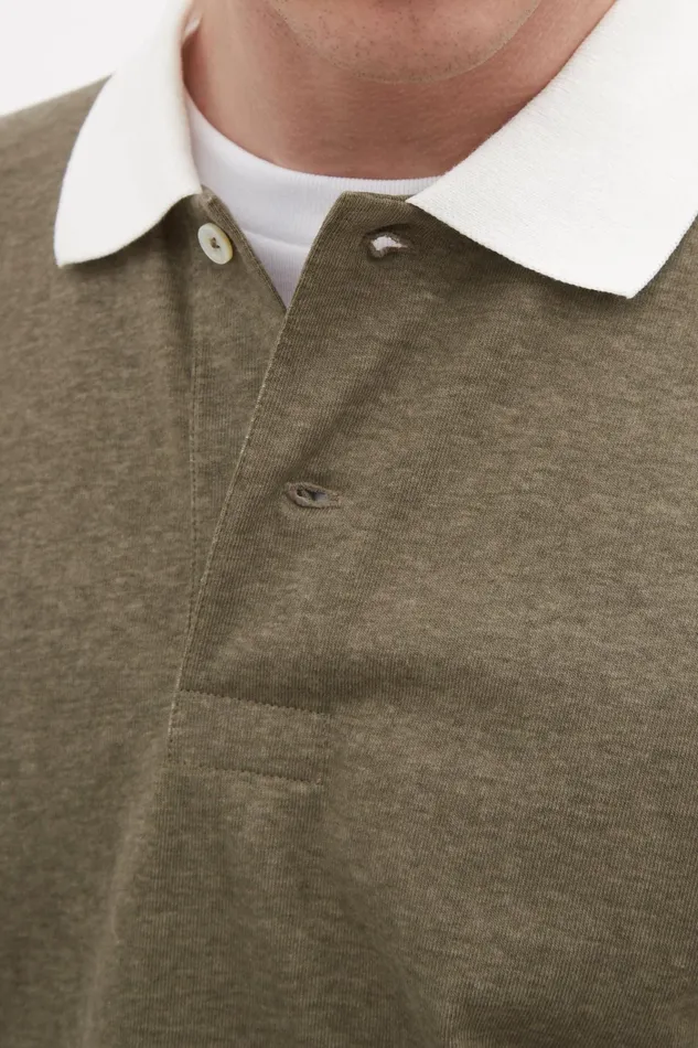 Men Espen Loose Printed SS Polo Sediment Green Norse Projects TShirts