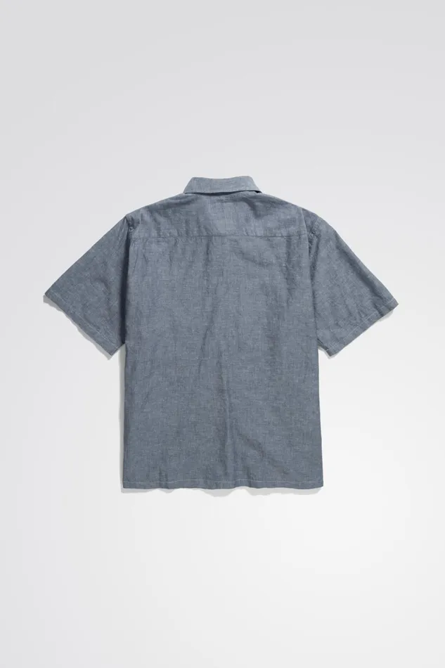 Men Ivan Relaxed Cotton Linen SS Shirt Dark Navy Norse Projects Shirting
