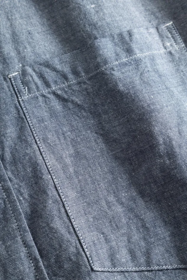 Men Ivan Relaxed Cotton Linen SS Shirt Dark Navy Norse Projects Shirting
