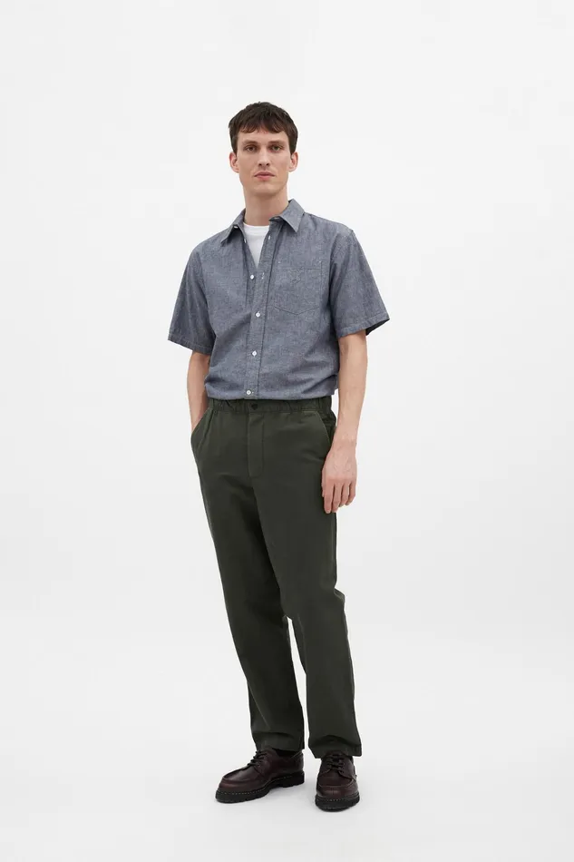 Men Ivan Relaxed Cotton Linen SS Shirt Dark Navy Norse Projects Shirting