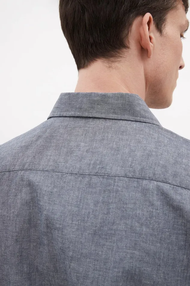 Men Ivan Relaxed Cotton Linen SS Shirt Dark Navy Norse Projects Shirting